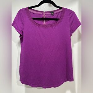 Ann Taylor Magenta Scoop Neck Short Sleeve Tee